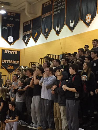 North Nation stands to support the MHSN Varsity Boys Basketball team - See more at: https://thelionsroarmhsn.com/sports/2015/01/23/midd-north-chases-off-eagles-in-overtime/#sthash.WSc02LLl.dpuf