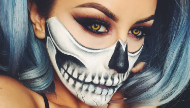Halloween Half Skull Makeup