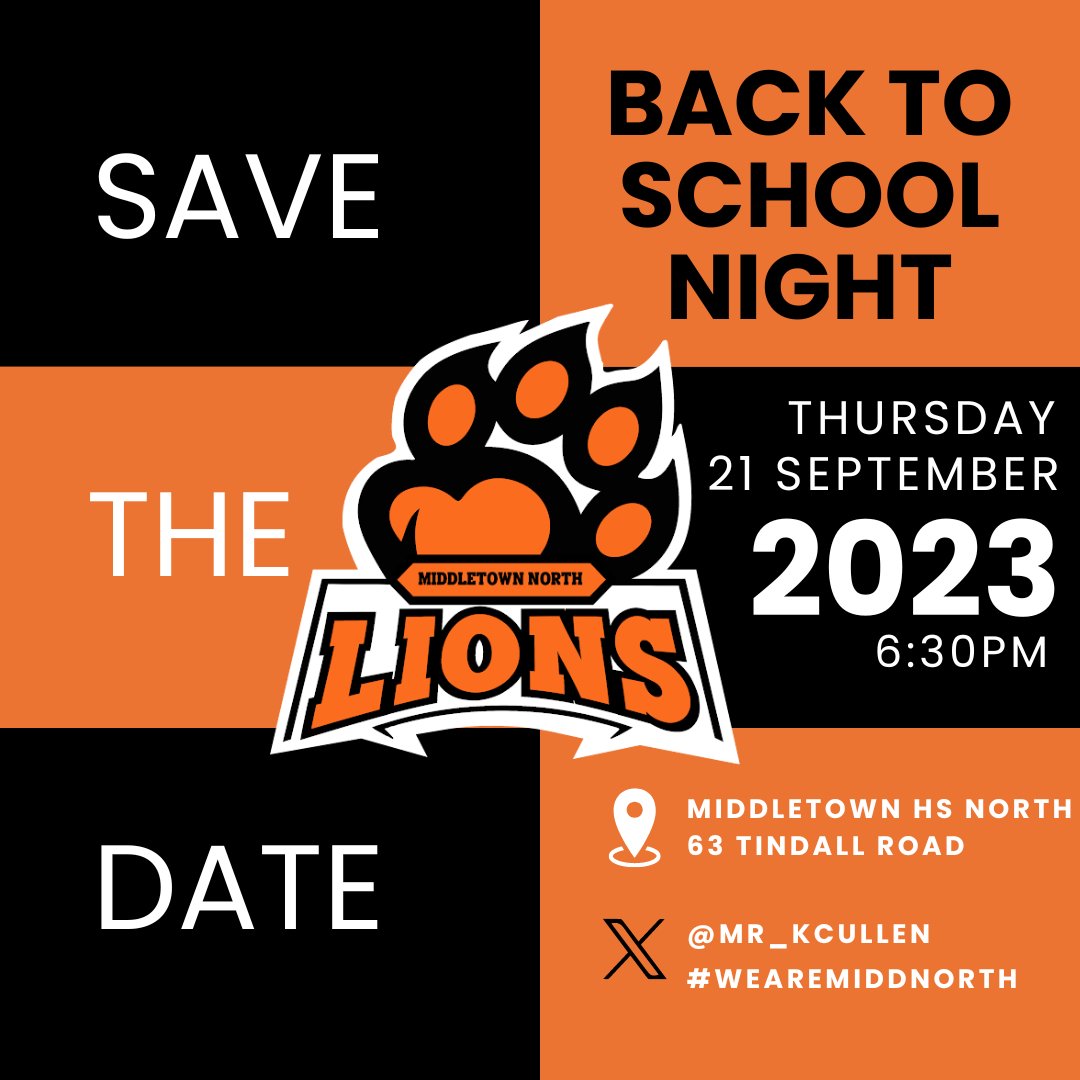 Middletown High School North Back to School Night Set for 9/21